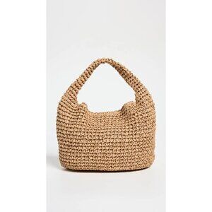 Hat Attack Micro Mini Slouch Bag in Toast New Womens Straw Beach Purse